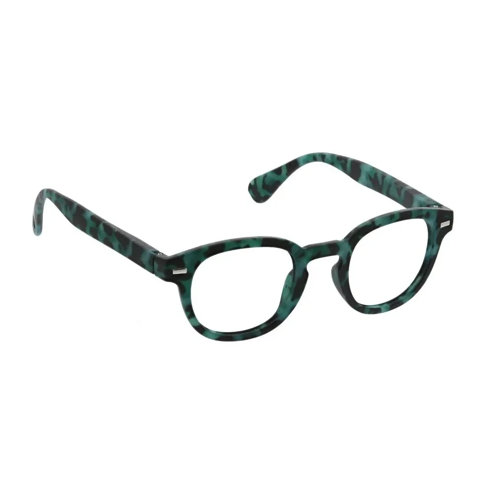 New Round Green Tortoise‎ Blue Light Peepers reading glasses +1.25